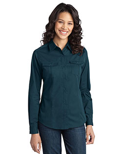 Port Authority L649 Women Stain-Resistant Roll Sleeve Twill Shirt at GotApparel