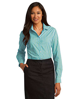 Port Authority L654 Women Long-Sleeve Gingham Easy Care Shirt at GotApparel
