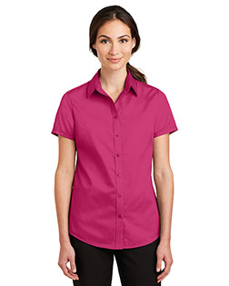 Port Authority L664 Women Short-Sleeve Superpro Twill Shirt at GotApparel