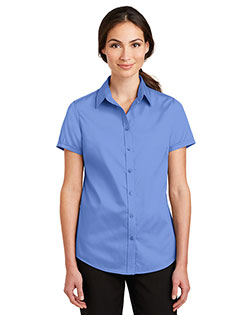 Port Authority L664 Women Short-Sleeve Superpro Twill Shirt at GotApparel