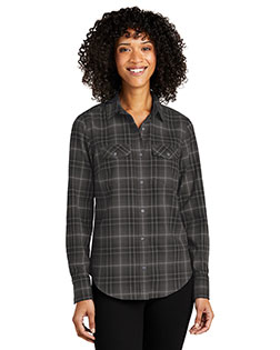 Port Authority Ladies Long Sleeve Ombre Plaid Shirt LW672 at GotApparel