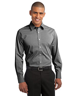 Port Authority S647 Men Fine Stripe Stretch Poplin Shirt at GotApparel