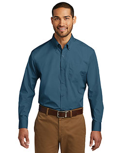Port Authority W100 Men Sleeve Carefree Poplin Shirt at GotApparel