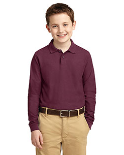 Port Authority Y500LS Boys Long-Sleeve Silk Touch Polo at GotApparel