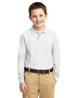 Port Authority Y500LS Boys Long-Sleeve Silk Touch Polo at GotApparel