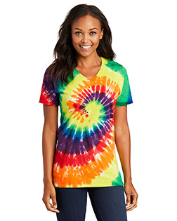 Port & Company LPC147V Women Tie-Dye V-Neck Tee at GotApparel