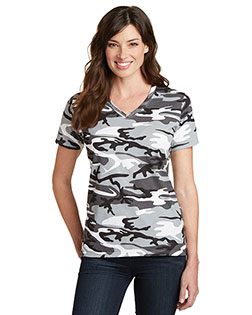 Port & Company LPC54VC Women 5.4 Oz 100% Cotton V-Neck Camo Tee at GotApparel