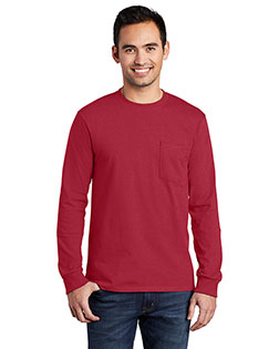 Port & Company PC61LSP Men Long-Sleeve Essential T-Shirt With Pocket at GotApparel
