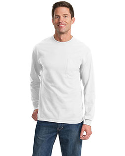 Port & Company PC61LSP Men Long-Sleeve Essential T-Shirt With Pocket at GotApparel
