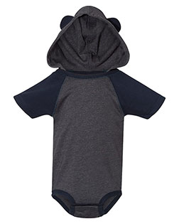 Rabbit Skins 4417 Toddler Fine Jersey Infant Short Sleeve Raglan Bodysuit with Hood & Ears at GotApparel