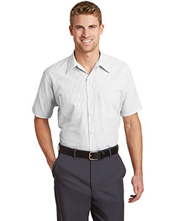 Red Kap CS20 Men Short-Sleeve Striped Industrial Work Shirt at GotApparel