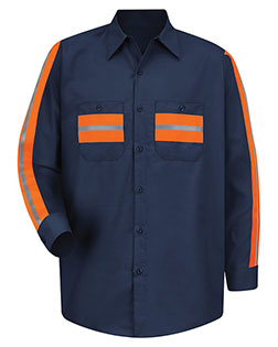 Red Kap SP14E Industrial Enhanced-Visibility Long Sleeve Work Shirt at GotApparel