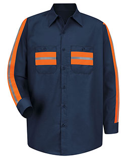 Red Kap SP14EL  Industrial Enhanced-Visibility Long Sleeve Work Shirt -  Long Sizes at GotApparel
