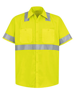 Red Kap SS24HVT  High Visibility Safety Short Sleeve Work Shirt Tall Sizes at GotApparel