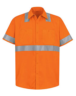 Red Kap SS24HVT High Visibility Safety Short Sleeve Work Shirt Tall Sizes at GotApparel