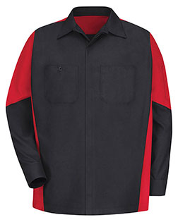 Red Kap SY10L Men Long Sleeve Automotive Crew Shirt - Long Sizes at GotApparel