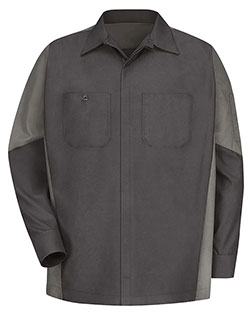 Red Kap SY10L Men Long Sleeve Automotive Crew Shirt - Long Sizes at GotApparel