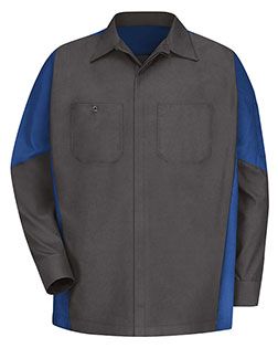 Red Kap SY10L Men Long Sleeve Automotive Crew Shirt - Long Sizes at GotApparel