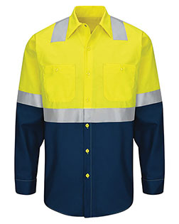 Red Kap SY14L  Enhanced & Hi-Visibility Long Sleeve Work Shirt - Long Sizes at GotApparel