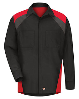 Red Kap SY18L Men Long Sleeve Tri-Color Shop Shirt - Long Sizes at GotApparel