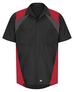Red Kap SY28  Tri-Color Short Sleeve Shop Shirt at GotApparel