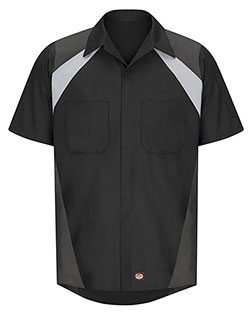 Red Kap SY28  Tri-Color Short Sleeve Shop Shirt at GotApparel