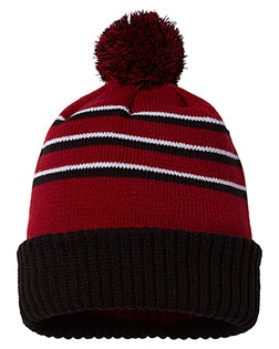 Richardson 134 Unisex Stripe Pom Cuffed Beanie at GotApparel