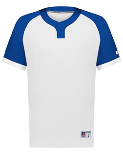 Russell Athletic R02X3B Youth Baseline Covered Placket Baseball Jersey at GotApparel