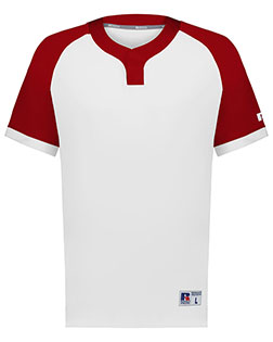 Russell Athletic R02X3B Youth Baseline Covered Placket Baseball Jersey at GotApparel
