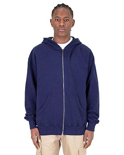 Shaka Wear SHGDZ  Men's Garment Dye Double-Zip Hooded Sweatshirt at GotApparel