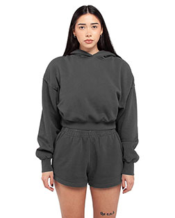 Shaka Wear SHGWC Ladies' Garment Dye Crop Hooded Sweatshirt at GotApparel