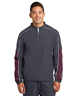Sport-Tek JST64 Men Piped Colorblock 1/4-Zip Wind Shirt at GotApparel
