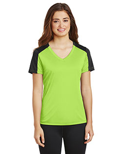 Sport-Tek® LST354 Women PosiCharge® Competitor Sleeve-Blocked V-Neck Tee at GotApparel