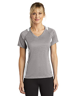 Sport-Tek® LST361 Women Heather Colorblock Contender V-Neck Tee at GotApparel