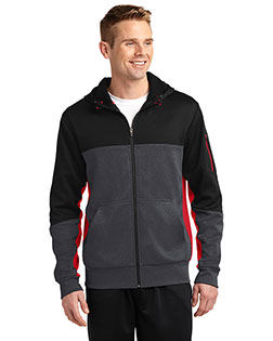 Sport-Tek® ST245 Men Tech Fleece Colorblock Full-Zip Hooded Jacket at GotApparel