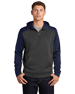 Sport-Tek® ST249 Men Tech Fleece Colorblock 1/4-Zip Hooded Sweatshirt at GotApparel