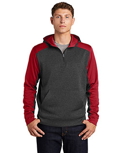 Sport-Tek® ST249 Men Tech Fleece Colorblock 1/4-Zip Hooded Sweatshirt at GotApparel