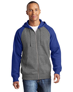 Sport-Tek® ST269 Adult Raglan Colorblock Full-Zip Hooded Fleece Jacket at GotApparel