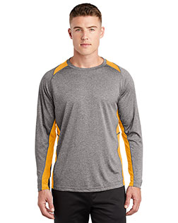 Sport-Tek® ST361LS Men Long-Sleeve Heather Colorblock Contender Tee at GotApparel