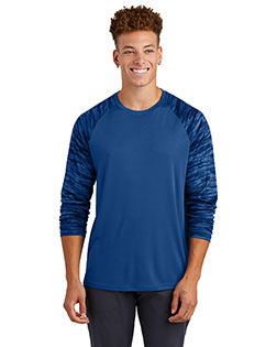 Sport-Tek Drift Camo Colorblock Long Sleeve Tee ST376LS at GotApparel