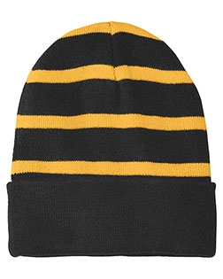 Sport-Tek® STC31 Unisex   Striped Beanie With Solid Band at GotApparel