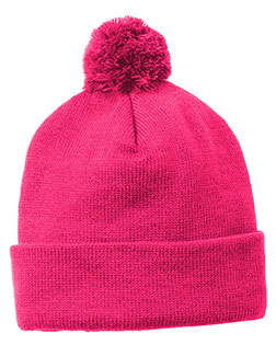 Sport-Tek STC37 Women Solid Pom Pom Beanie at GotApparel