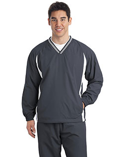 Sport-Tek® TJST62 Men Tall Tipped V-Neck Raglan Wind Shirt at GotApparel