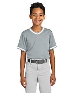 Sport-Tek YST221 ® Youth Tough Mesh V-Neck Baseball Jersey at GotApparel
