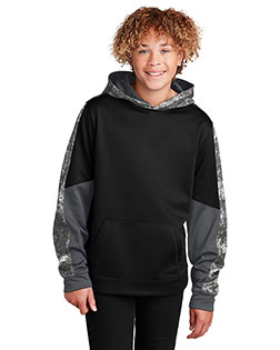 Sport-Tek® YST231 Youth Sport-Wick  Mineral Freeze Fleece Colorblock Hooded Pullover at GotApparel