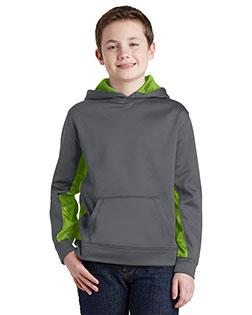 Sport-Tek® YST239 Boys Camohex Fleece Colorblock Hooded Pullover at GotApparel