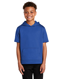 Sport-Tek YST251 Boys ® ® Youth Sport-Wick ® Fleece Short Sleeve Hooded Pullover. at GotApparel