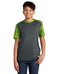 Sport-Tek® YST371 Boys Camohex Colorblock Tee at GotApparel