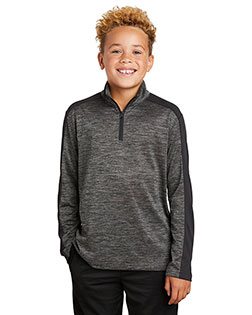 Sport-Tek YST397 Youth 4.1 oz PosiCharge Electric Heather Colorblock 1/4-Zip Pullover at GotApparel