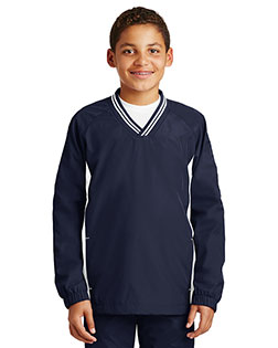 Sport-Tek® YST62 Boys Tipped V-Neck Raglan Wind Shirt at GotApparel